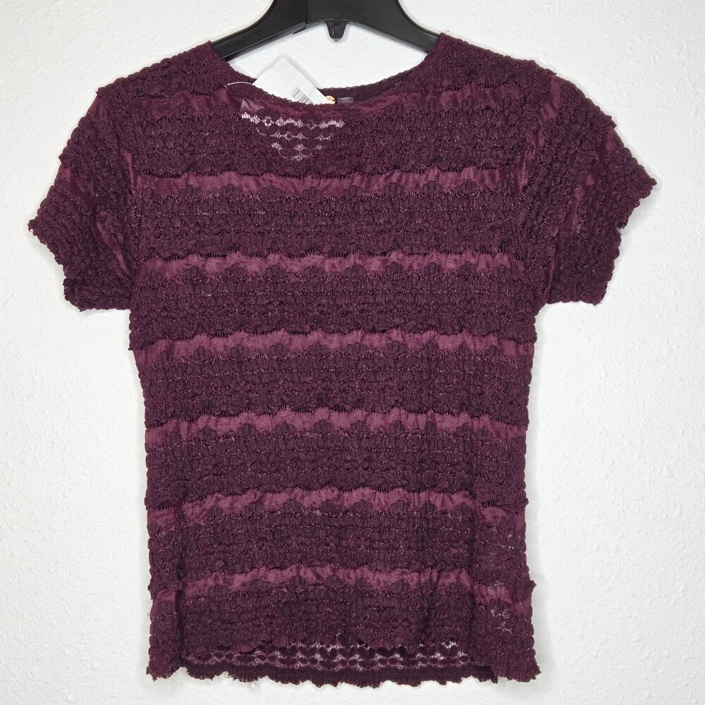Free People Angelina Lace Tee - Wine